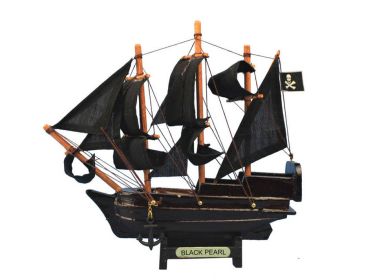 Wooden Black Pearl Pirates of the Caribbean Model Pirate Ship Christmas Ornament 7""