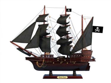 Wooden Black Pearl Black Sails Pirate Ship Model 20""