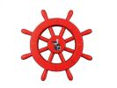 Red Decorative Ship Wheel With Seagull 12""