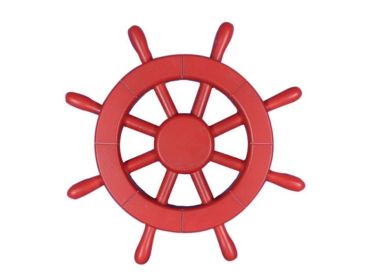 Red Decorative Ship Wheel 12""