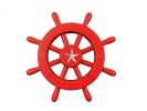 Red Decorative Ship Wheel With Starfish 12""