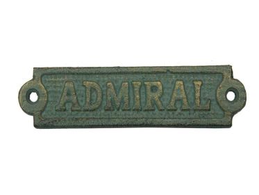 Antique Seaworn Bronze Cast Iron Admiral Sign 6""