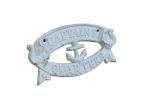 Whitewashed Cast Iron Captains Quarters Sign 8""