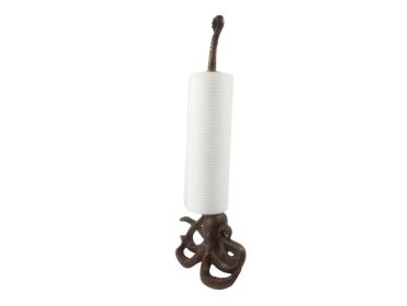 Rustic Copper Cast Iron Octopus Kitchen Paper Towel Holder 19""