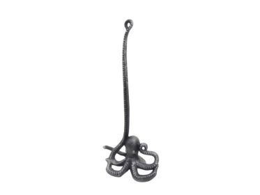 Rustic Silver Cast Iron Octopus Bathroom Extra Toilet Paper Stand 19""