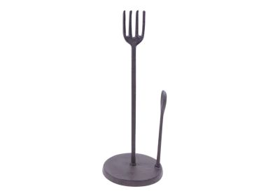 Cast Iron Fork and Spoon Kitchen Paper Towel Holder 15""