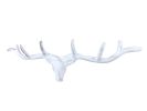 Whitewashed Cast Iron Large Deer Head Antlers Decorative Metal Wall Hooks 15""