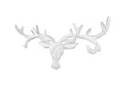 Whitewashed Cast Iron Deer Head Antlers Decorative Metal Wall Hooks 13""