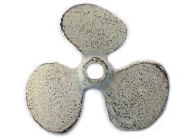 Whitewashed Cast Iron Propeller Paperweight 4""