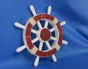 Rustic Red and White Decorative Ship Wheel 12""