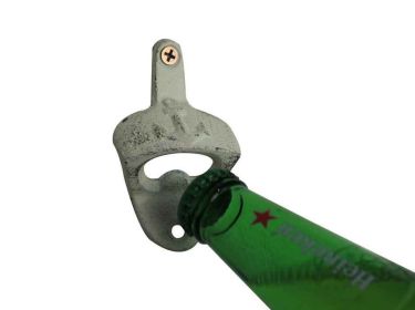 Whitewashed Cast Iron Wall Mounted Anchor Bottle Opener 3""