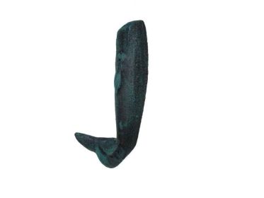 Seaworn Blue Cast Iron Whale Hook 6""