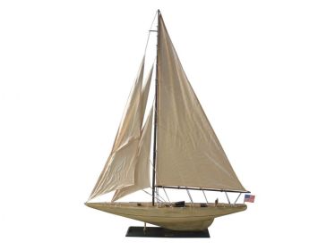 Wooden Rustic Intrepid Model Sailboat Decoration 60""