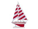 Wooden Red Striped Pacific Sailer Model Sailboat Decoration 25""