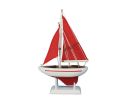 Wooden Red Pacific Sailer with Red Sails Model Sailboat Decoration 9""