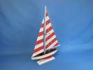 Wooden Red Striped Pacific Sailer Model Sailboat Decoration 25""