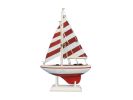 Wooden Red Striped Pacific Sailer Model Sailboat Decoration 9""