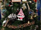 Wooden Red Striped Sailboat Model Christmas Tree Ornament