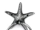 Antique Silver Cast Iron Starfish Towel Holder 8.5""