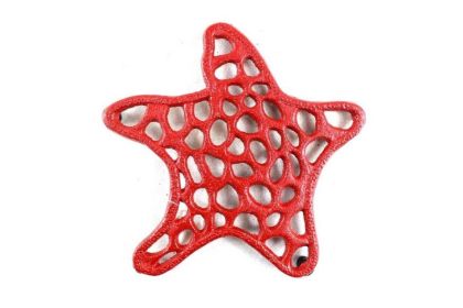 Rustic Red Cast Iron Starfish Trivet 7""