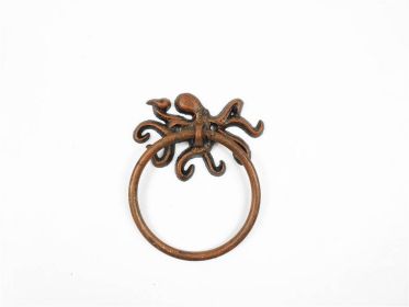 Rustic Copper Cast Iron Octopus Towel Holder 6""