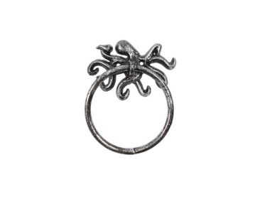 Rustic Silver Cast Iron Octopus Towel Holder 6""