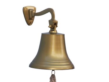 Antique Brass Hanging Ship's Bell 9""