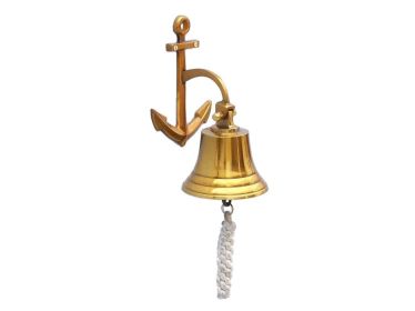 Brass Plated Hanging Anchor Bell 8""