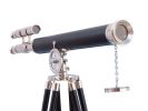 Chrome - Leather Griffith Astro Telescope 64"" with Black Wooden Legs