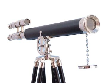 Chrome - Leather Griffith Astro Telescope 64"" with Black Wooden Legs