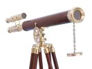 Floor Standing Solid Brass - Wood Griffith Astro Telescope 64""