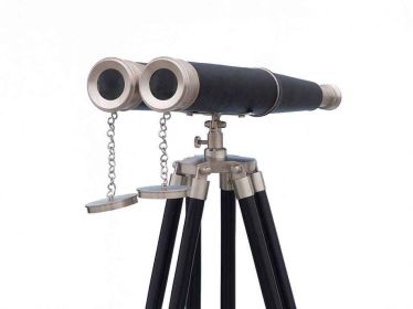 Floor Standing Admiral's Brushed Nickel with Leather Binoculars 62""