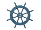 Rustic All Light Blue Decorative Ship Wheel With Anchor 18""