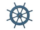 Rustic All Light Blue Decorative Ship Wheel With Seagull 18""