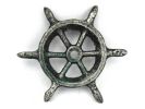 Antique Silver Cast Iron Ship Wheel Decorative Paperweight 4""