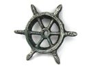 Antique Silver Cast Iron Ship Wheel Decorative Paperweight 4""