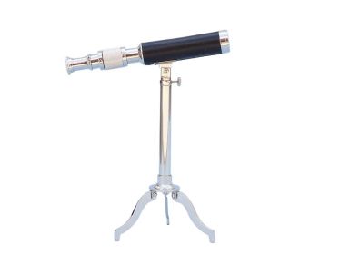 Chrome with Leather Telescope on Stand 17""