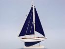 Wooden Blue Pacific Sailer with Blue Sails Model Sailboat Decoration 17""