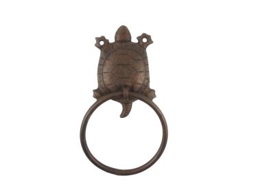 Rustic Copper Cast Iron Decorative Turtle Towel Holder 8""