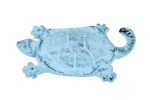 Dark Blue Whitewashed Cast Iron Turtle Key Hook 6""