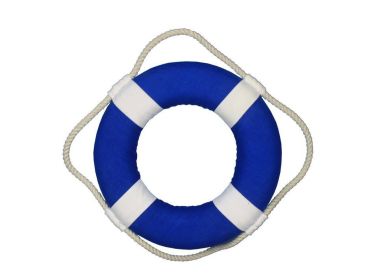 Vibrant Blue Decorative Lifering with White Bands Christmas Ornament 10""