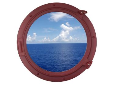 Dark Red Decorative Ship Porthole Window 24""