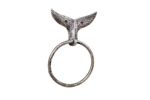 Rustic Silver Cast Iron Whale Tail Towel Holder 7.5""