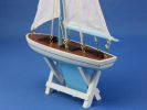 Wooden Decorative Sailboat 12"" - Light Blue Sailboat Model