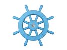 Light Blue Decorative Ship Wheel with Starfish 12""