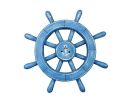 Rustic All Light Blue Decorative Ship Wheel With Anchor 12""