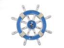 Rustic Light Blue And White Decorative Ship Wheel With Seagull 12""