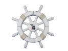 Rustic White Decorative Ship Wheel With Seagull 12""