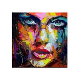 100% Hand Painted Large Home Decor Francoise Nielly Face Oil Painting Wall Art Picture Portrait Palette Knife Canvas Acrylic Texture Colourful No Fram (size: 120x120cm)