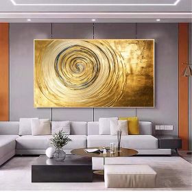 Hand Painted Oil Painting Original Gold Texture Oil Painting on Canvas Large Wall Art Abstract Minimalist Painting Golden Decor Custom Painting Living (size: 100x150, Style: 1)